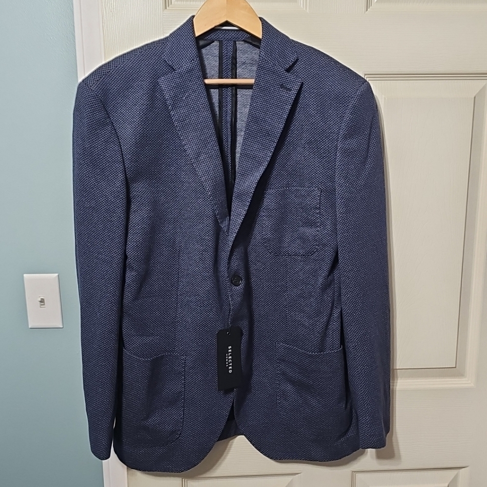 Selected Homme Slim Milos Navy Blazer Jacket Men's 44R New w/Tags Retail $220